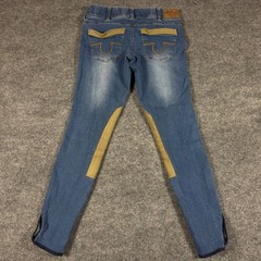 Goode Rider Jeans Equestrian Breeches Womens 26L Blue Cotton Knee Patch GUC