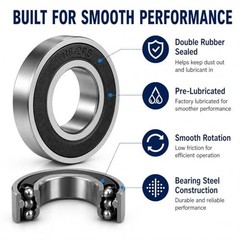 1/2 inch Bearings, 1/2 x1-1/8 x5/16 inch R8-2RS Double R8-2rs(10 Pack) 10
