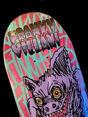 RARE Franky Villani Bat Primitive Skateboard Deck 9.125 Egg GLOW IN THE DARK