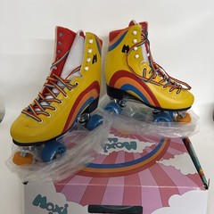 Moxi Rainbow Rider Size 9 Roller Skates Yellow with Blue Wheels NEW