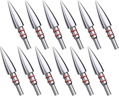 MOLFUZ 12pcs Archery Field Points 100/125/150/200/300 Grain, Stainless Steel Scr