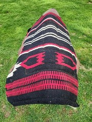 Showman Western Saddle Pad Wool/felt & Fleece 32 X 34 Black & Red EUC
