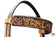 84RK Hilason Western Horse Floral Hand Carved American Leather Headstall