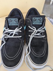 Nike SB Stefan Janoski Black Suede Skate Shoes Teal Swoosh US 8.5 D