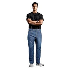 – Men Engineered Protective Jeans Aramid Lining 34W x 32L Light-blue