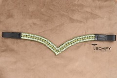 Peridot Green Crystal V-Shaped Leather Browband for Horses Premium & Blingy
