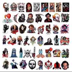 25 Piece Mix Lot 2” Horror Movie Stickers Decals, Water Bottle, Halloween Random