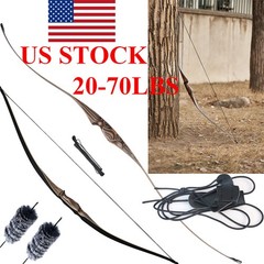 54″ Archery Traditional Recurve Bow 20-70 LBS Wooden Longbow for Hunting Target