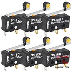 SS-5GL2 Microswitch (Pack of 6) – 125V AC 5A Micro Limit Switch, Hinge Roller