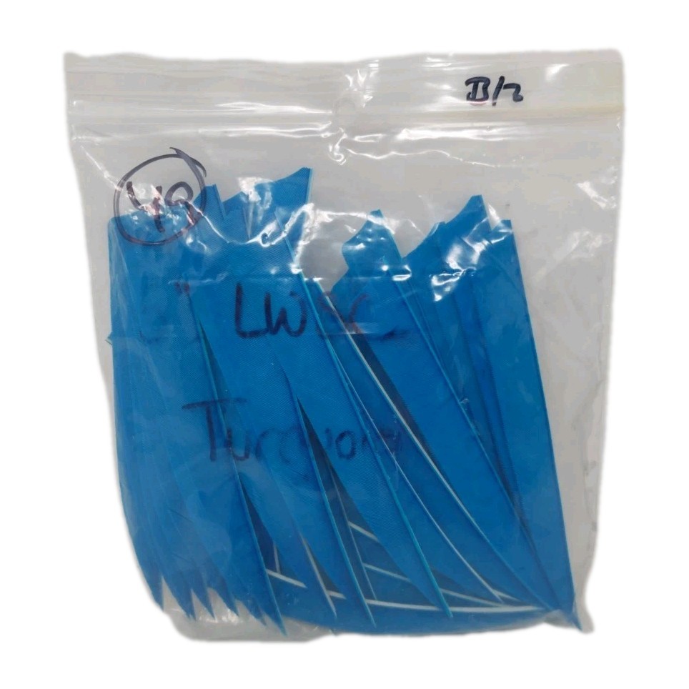 49 Count Archery Arrow Feathers 5″ Left Wing Shield: Turquoise Blue