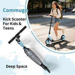 Adjustable Kick Scooter for Adults Teens Kid Foldable Scooter 8IN Big Wheels
