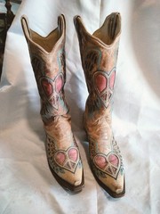 Corral Women’s Heart Peace Angel Boots US 7.5 Heart Wing Embroidery Tan A1976