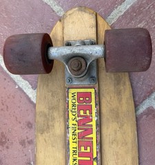 Vintage 1970’s Skateboard Deck Complete Tracker Trucks Tiger Trak IV 4 Wheels