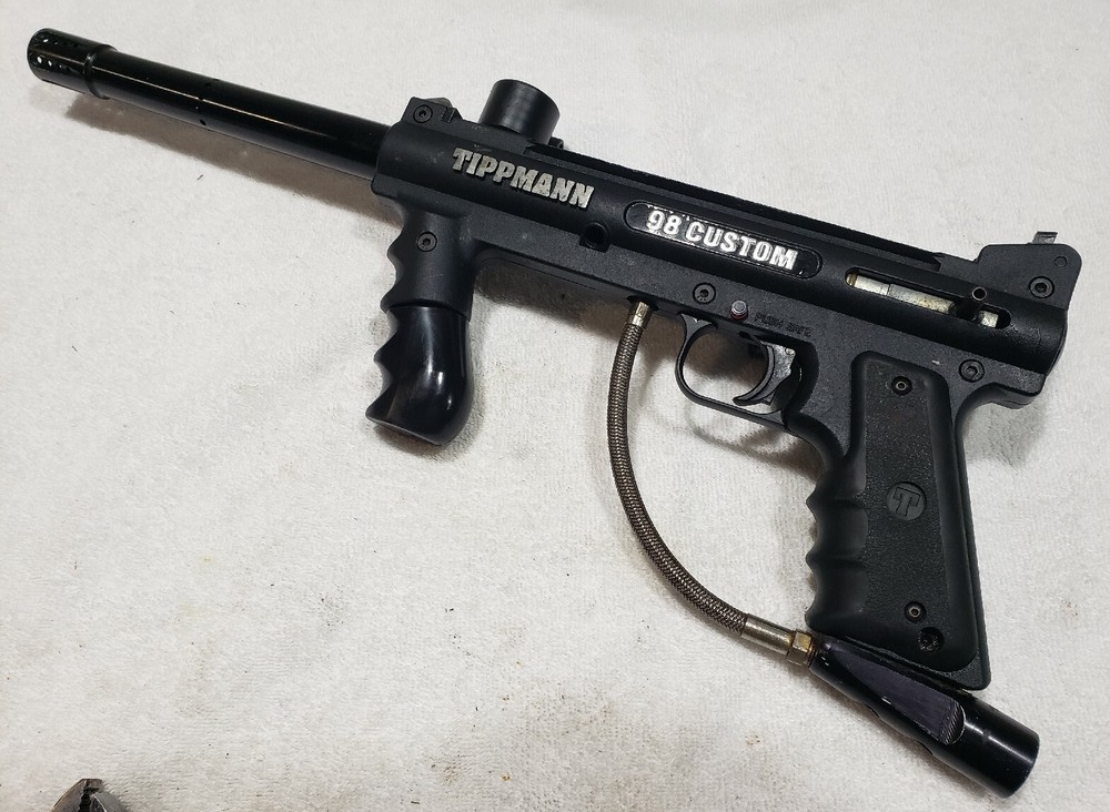 Used Tippmann Model 98 Custom Semi Auto Paintball Gun + Barrel & new ball detent