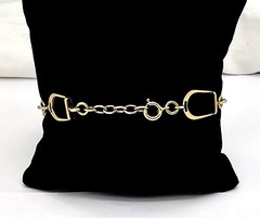 VINTAGE HEAVILY YELLOW GOLD FILLED EQUESTRIAN STIRRUP IRON LINK BRACELET