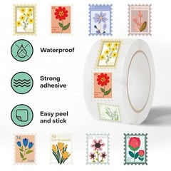 40Pcs Random Flower Stamp Cute Floral Label Stickers Gift Scrapbook Party Favor
