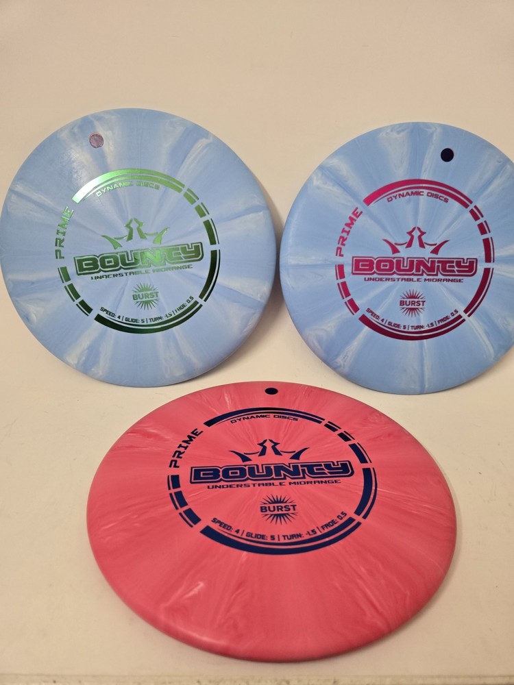 Lot of (3) Dynamic Discs Prime Burst Bounty Understable Midrange