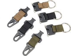 Tactical Key Chains for Mens, EDC Gear Clips with HK Clip, Large Military Black