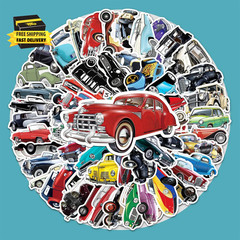 51 PCS Vintage Classic Car Stickers Pack for Kids Teens Adults Classic Cars Wate