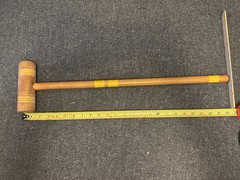 Set Of 3 Vintage Replacement Wooden Croquet Mallets 23” Handle Red, Yellow, Blue