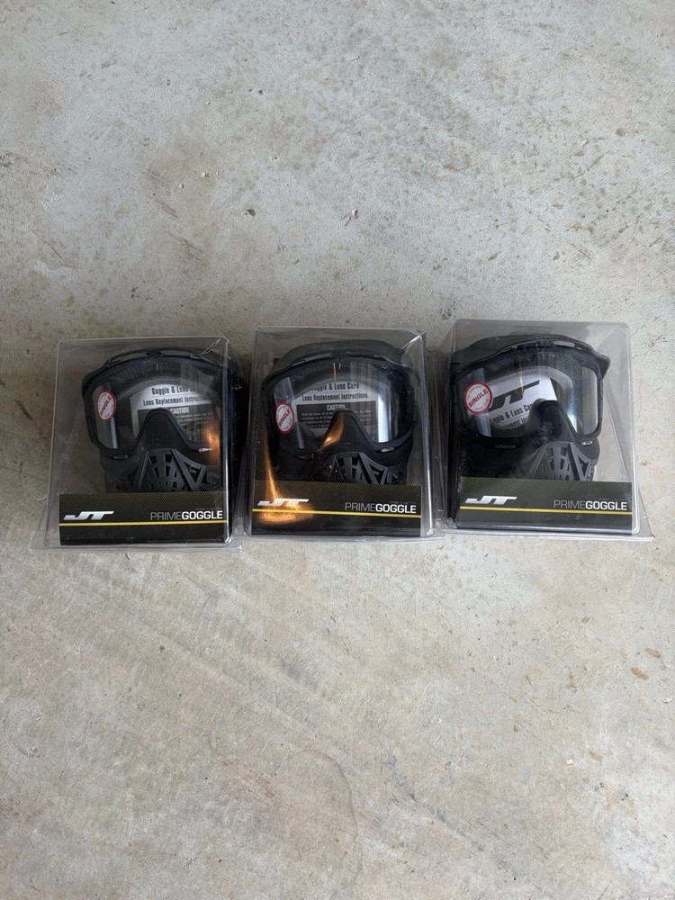 JT Elite Prime Goggles Black Paintball Mask w/ Fog Resistant Clear Lens Airsoft