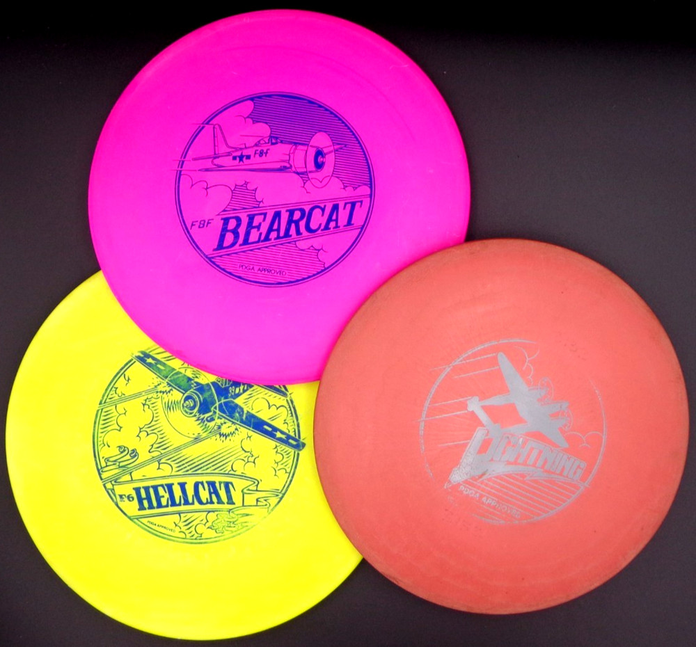 RARE Lightning 1st Run P-38 1984 + F8F Bearcat + F6 Hellcat Disc Golf Set