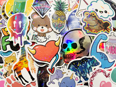 1000 Random Wholesale Shiny Stickers Lot Holographic Pack Reflective Holo Decals