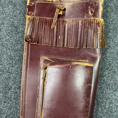 Vintage Leather Archery Arrow Quiver Brown Hip Belt Quiver Fringe Zipper Pocket