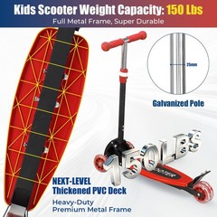 3 Wheel Scooter for Kids Ages 3-12, LED Light-Up Kids Kick Scooterâ€“Portabl
