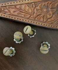 4 Vintage Sterling Silver Bit End Conchos Bridle Chaps Headstall Hatband
