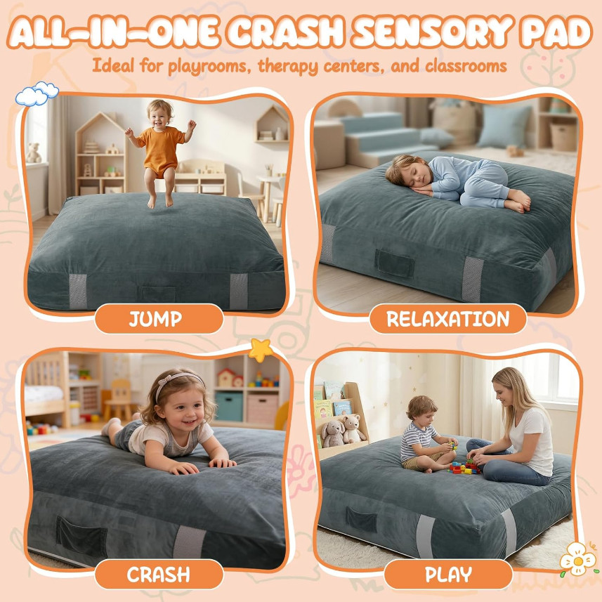 Sensory Crash Pad for Kids Autism Therapy Mat Foam Crash Pad 4×4 Ft Soft Play Ma