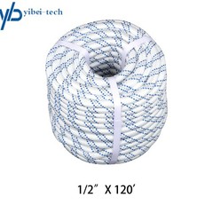 1/2inch x120FT Double Braided Rope Breaking Strength 1485 Pounds White Blue Grey