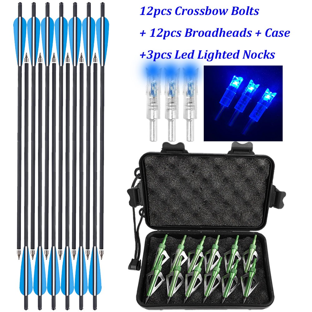 20Inch Crossbow Arrows Carbon Bolts &/OR Hunting Broadheads &/OR Lighted Nocks