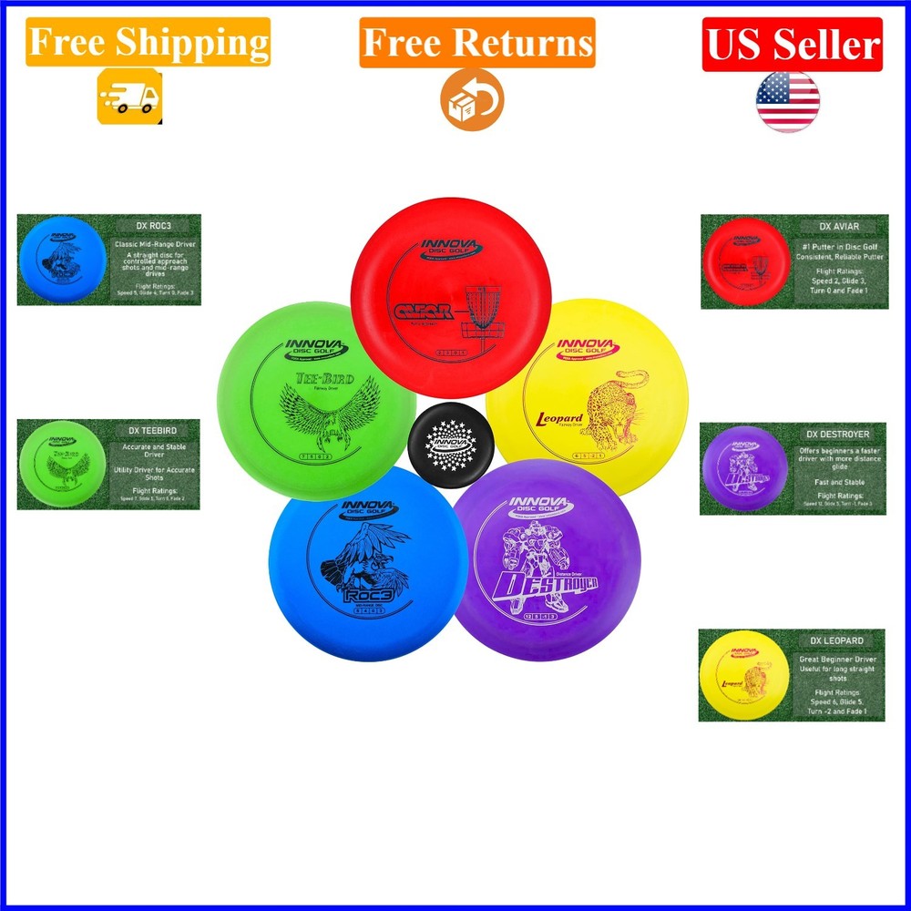 Innova Disc Golf Starter Set – 5 Discs & Mini, Color Varies, 160-180g