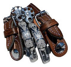 Mexican Charro Spurs Espuelas Adult Stainless Steel Leather Straps Spanish Rowel