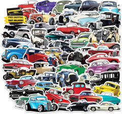 51 PCS Vintage Classic Car Stickers Pack for Kids Teens Adults Classic Cars Wate