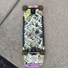 Vintage Sure-Grip International 80’s Skateboard Deck Kilroy Was Here Rasta Wheel