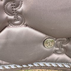 PS of Sweden Dressage Saddle Pad Taupe Greige Monogram Quilted Silver Trim FS