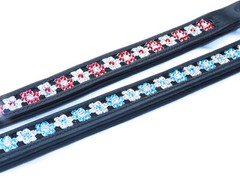 FSS Red Siam Aquamarine Blue FLOWER Rhinestone BLING Crystal Padded BROWBAND NEW