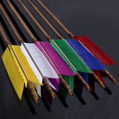 33» Archery Bamboo Arrow 4 Feather Longbow Traditional Recurve Bow Tips Hunting