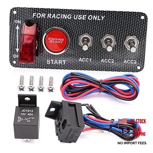 Jeemiter 12V 30A Ignition Switch Panel Kit – 5-in-1 Engine Start Push Button