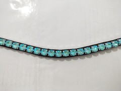 Sky Blue Browband with Crystal Bling Horse For Show & Dressage Bridle.