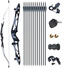 30/40lbs 64″ Archery Recurve Bow 12XArrows Set Aluminum Alloy Takedow Target