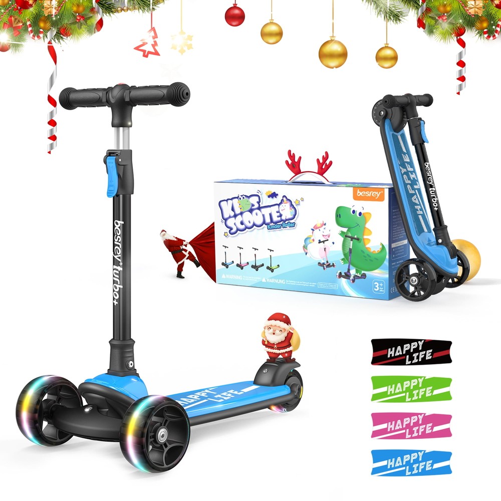 Besrey Kick Scooter 3 Wheel Scooter for 2-10 Years Girls and Boys,Blue