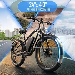 6000W Dual Motor E-bike for Adults 52V Long Range 40-45MPH24″ Fat TireOff-Road