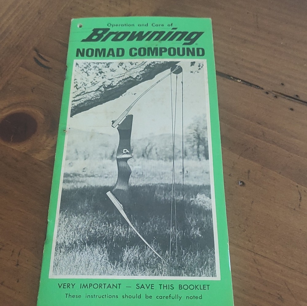 Browning Nomad Compound Bow Operation & Care Manual/Booklet Green MPN 76106.1