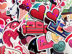 10-100 Pink Love & Marriage Cute Holographic Sticker Pack Girly Reflective Decal