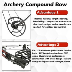 Archery Compound Bow Kit 40-65lbs Adjustable 320fps Adults Hunting Target Shoot