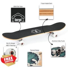 Amrgot Skateboards for Beginners,31 * 8 inches Complete Skateboards for Kids,…