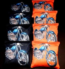 MOTORCYCLE LOVERS HARLEY FANS ORANGE BLK 8ACA Regulation Cornhole Bean Bags B302